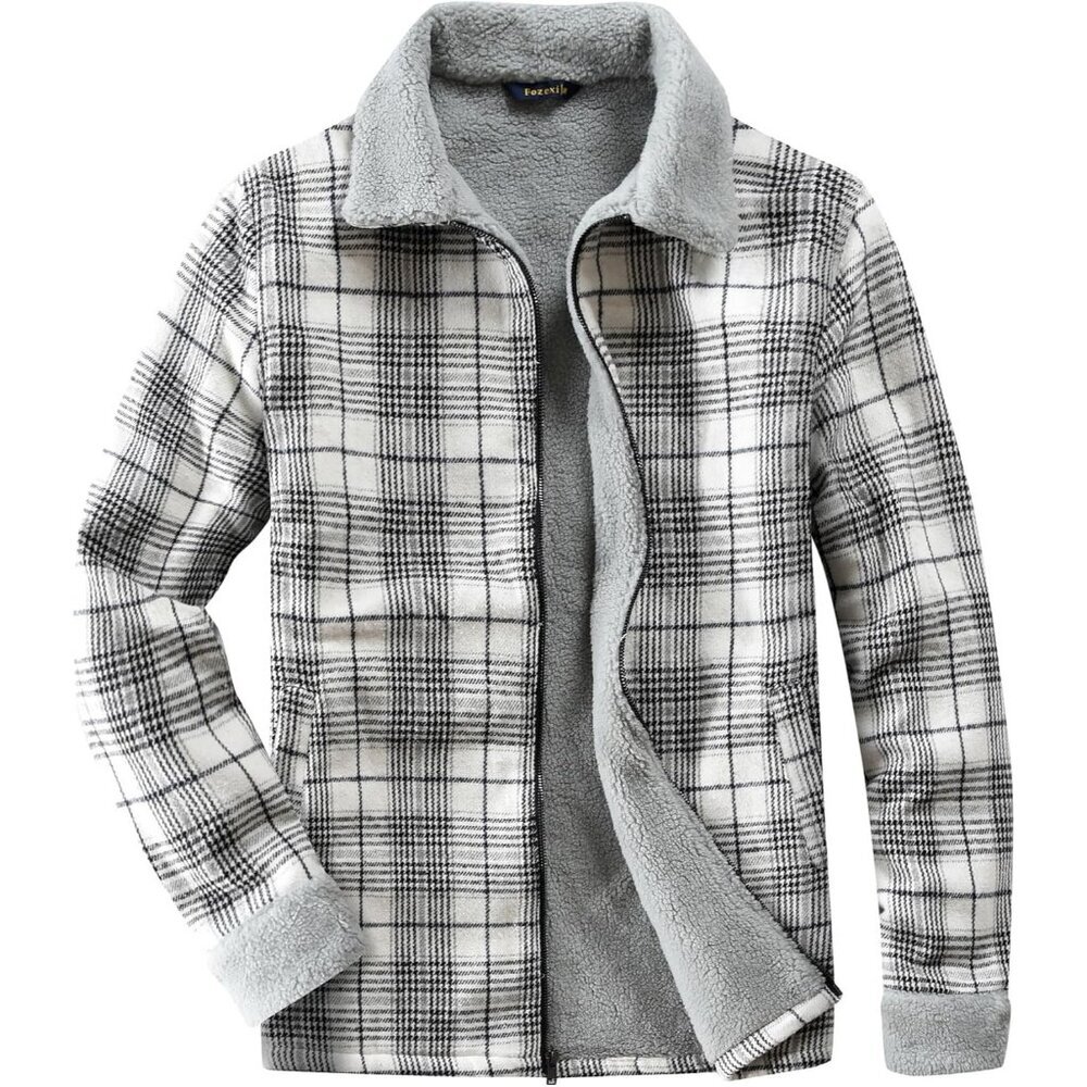Women's Lined White Fleece Flannel Collar Vest Shirt Jackets Zip Closures